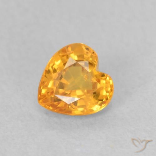 0.50ct Natural Bright Orange Sapphire, Heart, VS