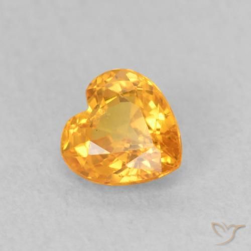 0.50 ct Orange Sapphire Stone, Natural Sapphire in Heart Facet Shape for Sale