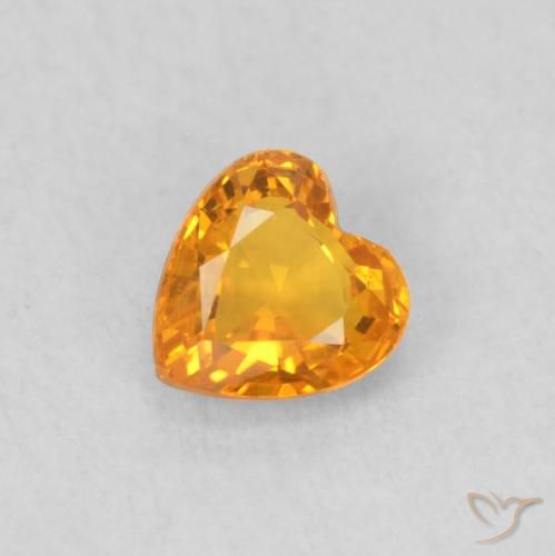 0.41ct Natural Bright Orange Sapphire, Heart, VS