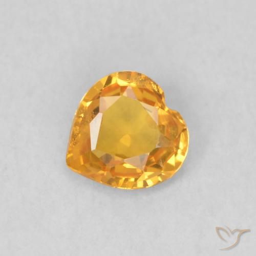 0.35 ct Orange Sapphire Gemstone, Sapphire Gem in Heart Facet Shape for Sale.