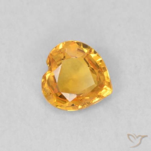 0.35 ct Orange Sapphire Stone, Natural Sapphire in Heart Facet Shape for Sale