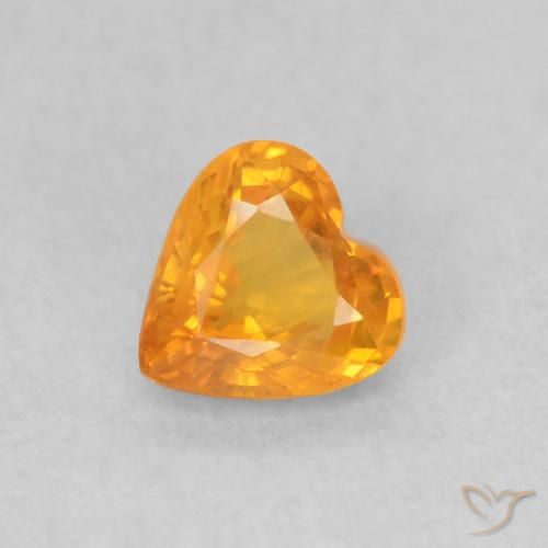 0.48ct Natural Medium Orange Sapphire, Heart, VS