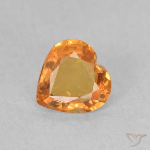 0.42ct Natural Bright Orange Sapphire, Heart, VS