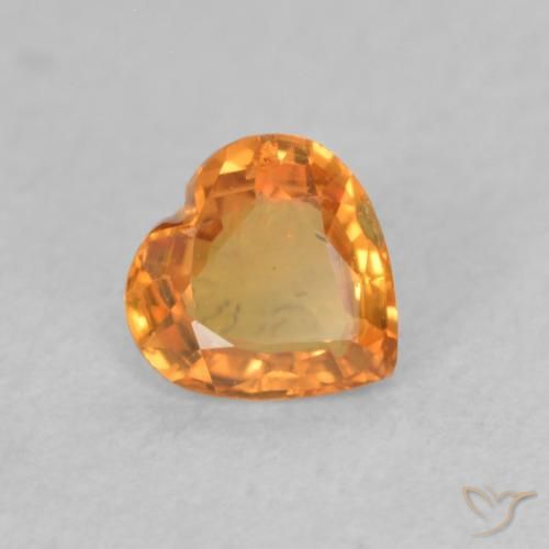 0.42 ct Orange Sapphire Stone, Natural Sapphire in Heart Facet Shape for Sale