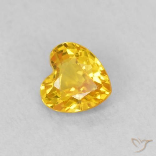 0.39 ct Golden Sapphire Stone, Natural Sapphire in Heart Facet Shape for Sale