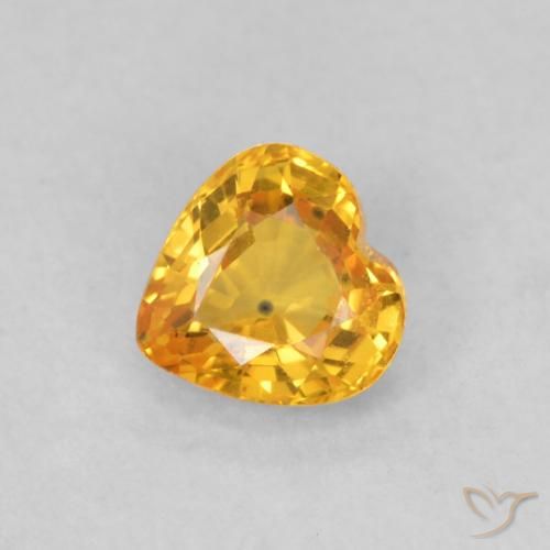 0.50 ct Golden Sapphire Gemstone, Sapphire Gem in Heart Facet Shape for Sale.