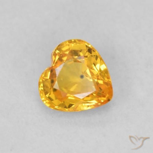 0.50 ct Golden Sapphire Stone, Natural Sapphire in Heart Facet Shape for Sale