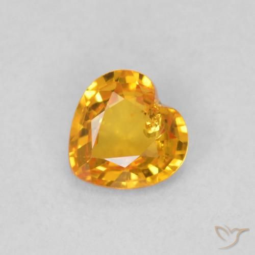 0.40ct Natural Medium Orange Sapphire, Heart, VS