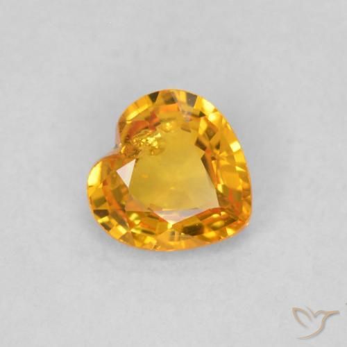 0.40 ct Orange Sapphire Stone, Natural Sapphire in Heart Facet Shape for Sale