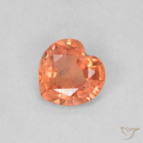 0.34ct Natural Medium Orange Sapphire, Heart, VS