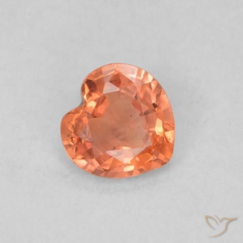 0.34 ct Orange Sapphire Stone, Natural Sapphire in Heart Facet Shape for Sale