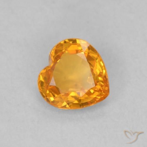0.44 ct Orange Sapphire Stone, Natural Sapphire in Heart Facet Shape for Sale