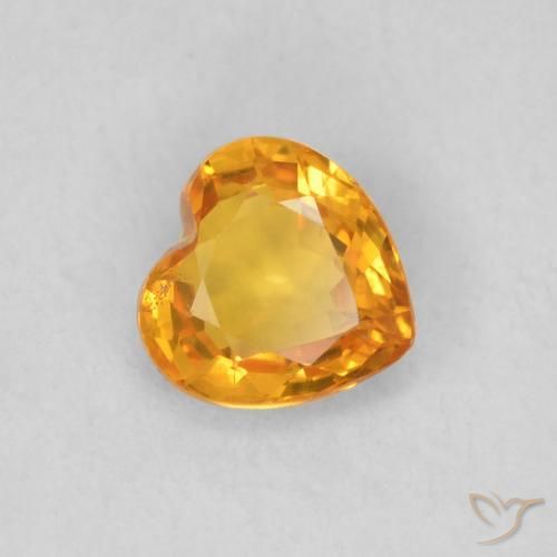 0.43 ct Orange Sapphire Stone, Natural Sapphire in Heart Facet Shape for Sale