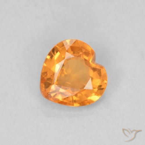 0.37 ct Orange Sapphire Gemstone, Sapphire Gem in Heart Facet Shape for Sale.