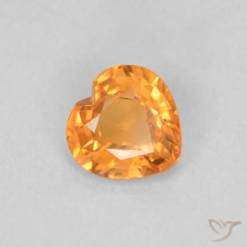 0.37 ct Orange Sapphire Stone, Natural Sapphire in Heart Facet Shape for Sale