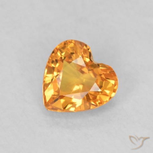 0.49ct Natural Bright Orange Sapphire, Heart, VS