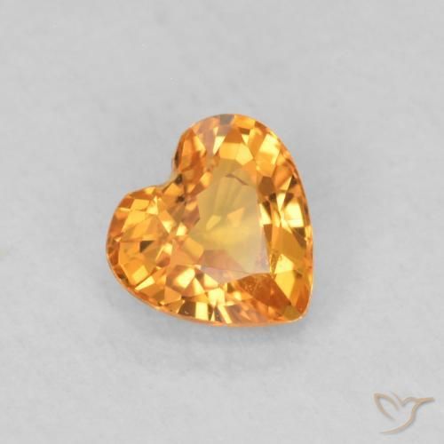 0.49 ct Orange Sapphire Stone, Natural Sapphire in Heart Facet Shape for Sale