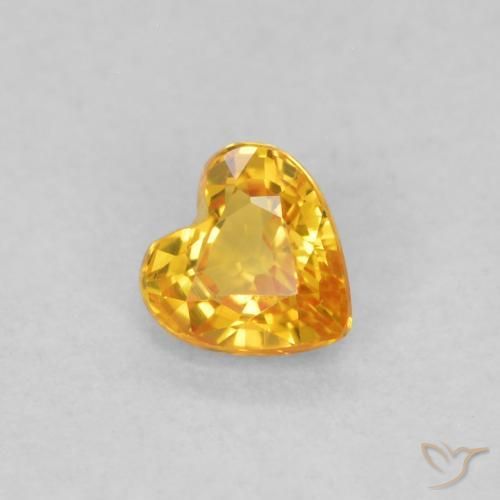 0.34ct Natural Bright Orange Sapphire, Heart, VS
