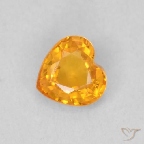 0.44ct Natural Bright Orange Sapphire, Heart, VS