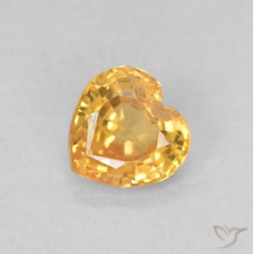0.43ct Natural Light Orange-Gold Sapphire, Heart, VS