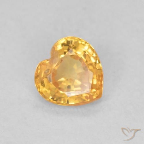 0.43 ct Golden Sapphire Stone, Natural Sapphire in Heart Facet Shape for Sale