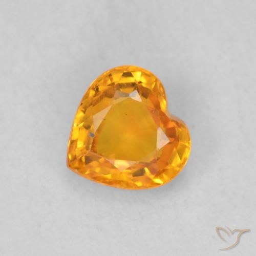 0.48ct Natural Bright Orange Sapphire, Heart, VS