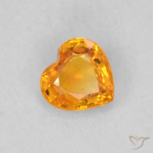 0.48 ct Orange Sapphire Stone, Natural Sapphire in Heart Facet Shape for Sale