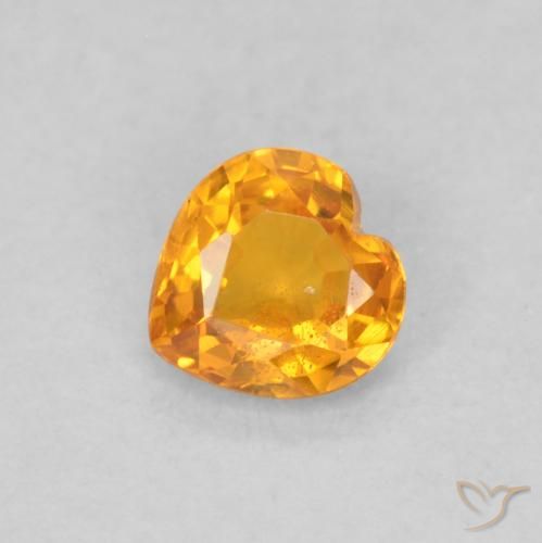 0.40 ct Orange Sapphire Gemstone, Sapphire Gem in Heart Facet Shape for Sale.