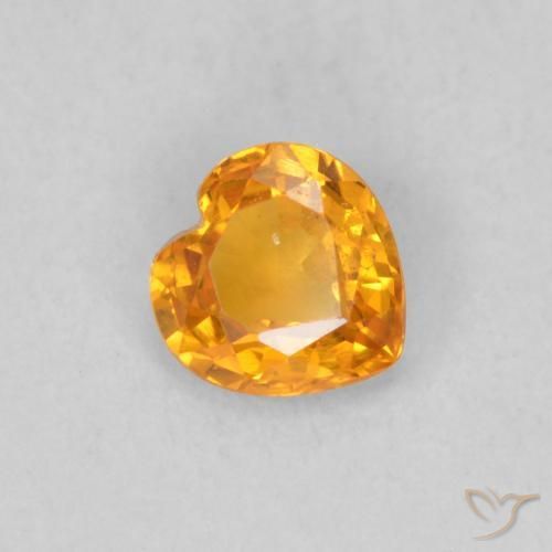 0.40 ct Orange Sapphire Stone, Natural Sapphire in Heart Facet Shape for Sale