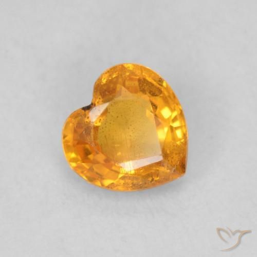 0.47 ct Orange Sapphire Stone, Natural Sapphire in Heart Facet Shape for Sale