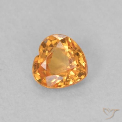 0.40 ct Orange Sapphire Stone, Natural Sapphire in Heart Facet Shape for Sale