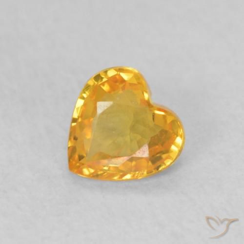 0.41ct Natural Orange-Gold Sapphire, Heart, VS