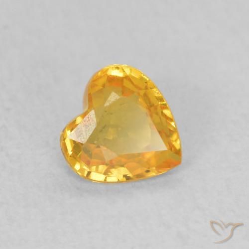 0.41 ct Golden Sapphire Stone, Natural Sapphire in Heart Facet Shape for Sale