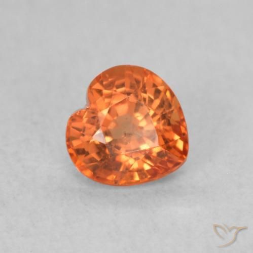 0.53 ct Orange Sapphire Stone, Natural Sapphire in Heart Facet Shape for Sale