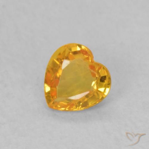 0.32ct Natural Medium Orange Sapphire, Heart, VS