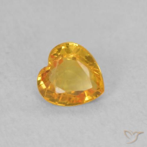0.32 ct Golden Sapphire Stone, Natural Sapphire in Heart Facet Shape for Sale