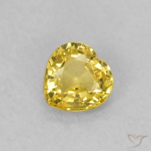 0.39 ct Yellow Sapphire Gemstone, Sapphire Gem in Heart Facet Shape for Sale.