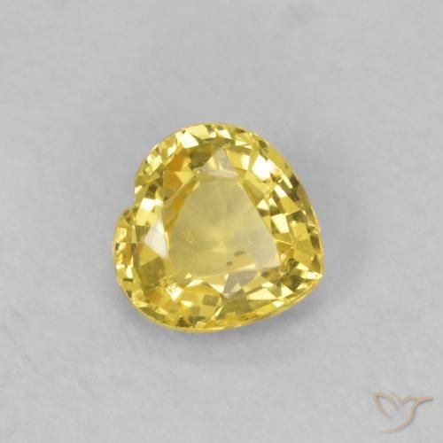 0.39 ct Yellow Sapphire Stone, Natural Sapphire in Heart Facet Shape for Sale