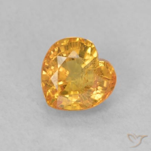 0.54ct Natural Bright Orange Sapphire, Heart, VS