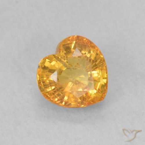 0.54 ct Orange Sapphire Stone, Natural Sapphire in Heart Facet Shape for Sale