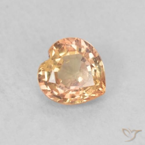 0.46 ct Orange Sapphire Stone, Natural Sapphire in Heart Facet Shape for Sale