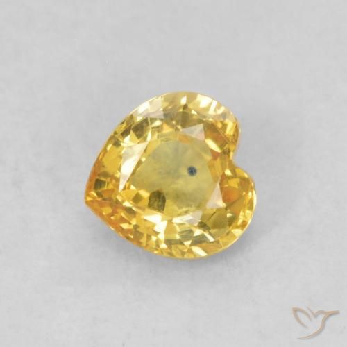 0.49 ct Golden Sapphire Stone, Natural Sapphire in Heart Facet Shape for Sale