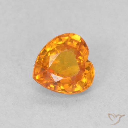 0.54ct Natural Medium Orange Sapphire, Heart, VS
