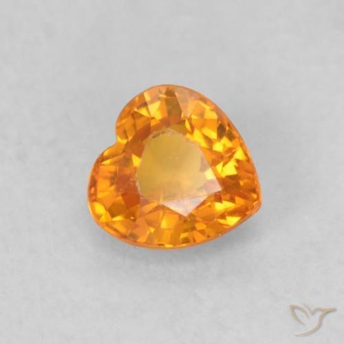 0.54 ct Orange Sapphire Stone, Natural Sapphire in Heart Facet Shape for Sale