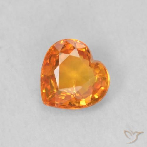 0.42ct Natural Bright Orange Sapphire, Heart, VS