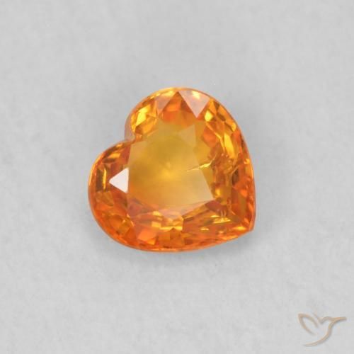 0.42 ct Orange Sapphire Stone, Natural Sapphire in Heart Facet Shape for Sale