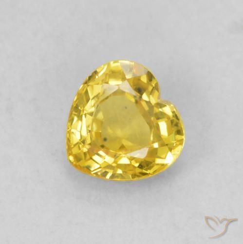 0.50ct Natural Medium Yellow Sapphire, Heart, VS