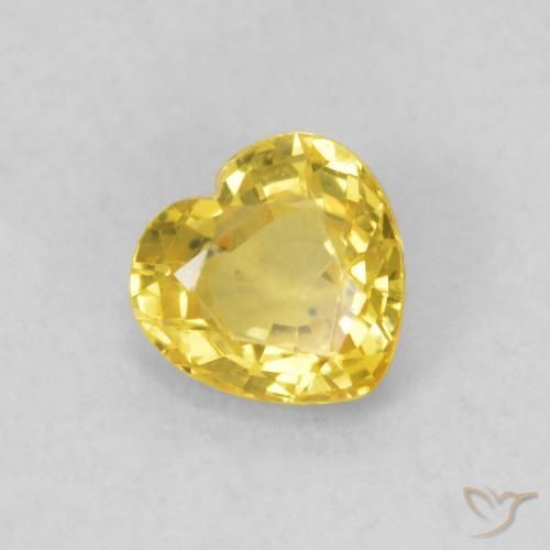 0.50 ct Yellow Sapphire Stone, Natural Sapphire in Heart Facet Shape for Sale