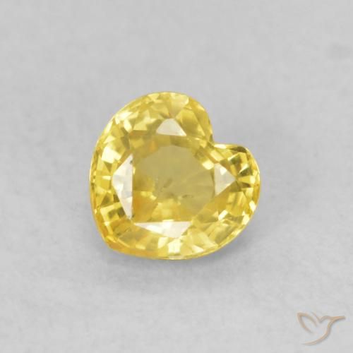 0.49ct Natural Medium Yellow Sapphire, Heart, VS