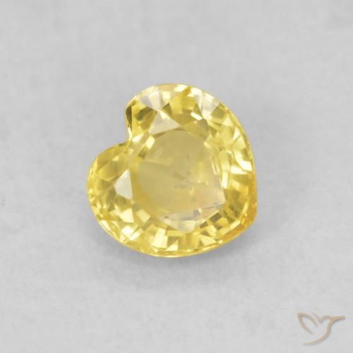 0.49 ct Yellow Sapphire Stone, Natural Sapphire in Heart Facet Shape for Sale